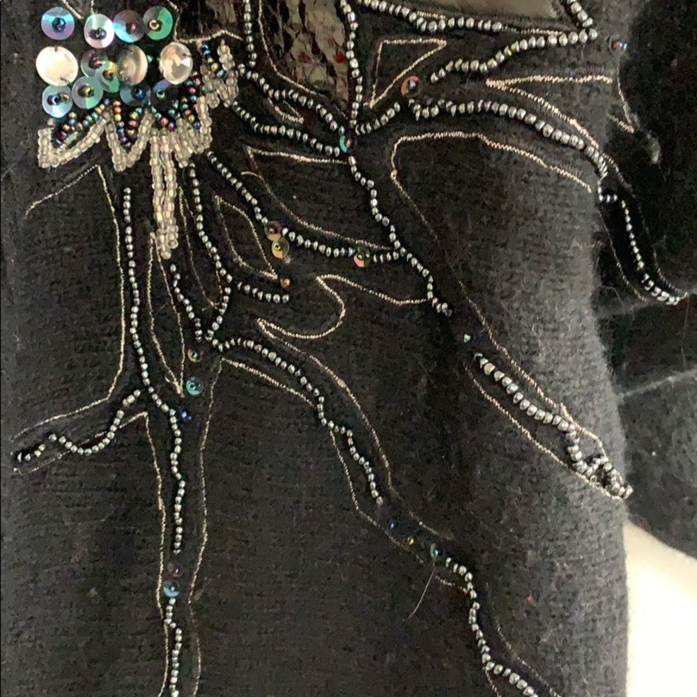 Vintage Black Cowl Neck Sweater with Embellishments - Picture 5 of 16